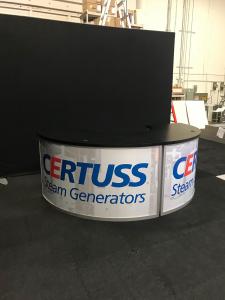 RENTAL: RE-1235 Half Circle Counter with Direct Print Sintra Graphics